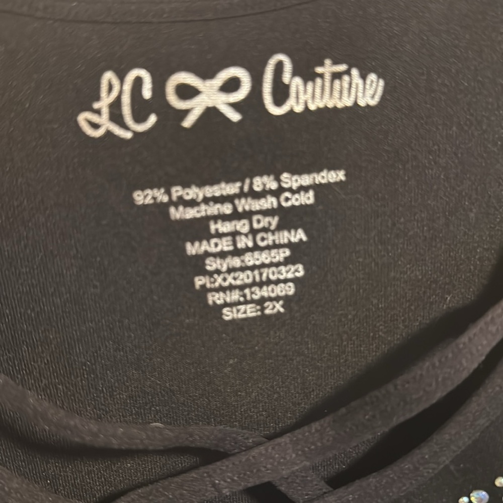 LC Couture SPARKLING Black Rhinestone Beaded Tank Top 2X‎ Stretchy Comfortable - Picture 3 of 8